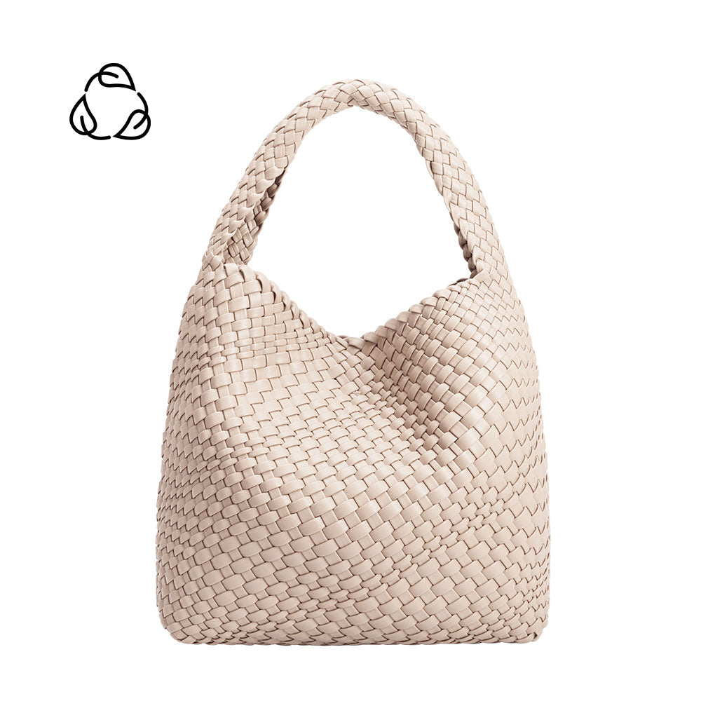 Ivory Johanna Large Recycled Vegan Leather Shoulder Bag | Melie Bianco
