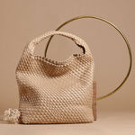 Melie Bianco Recycled Vegan Leather Johanna Large Shoulder Bag in Nude