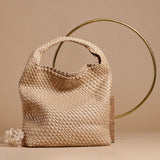Melie Bianco Recycled Vegan Leather Johanna Large Shoulder Bag in Nude