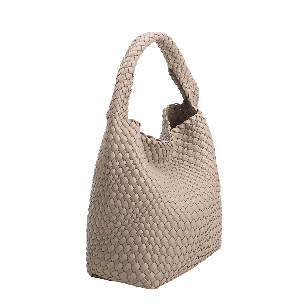 Melie Bianco Recycled Vegan Leather Johanna Large Shoulder Bag in Taupe