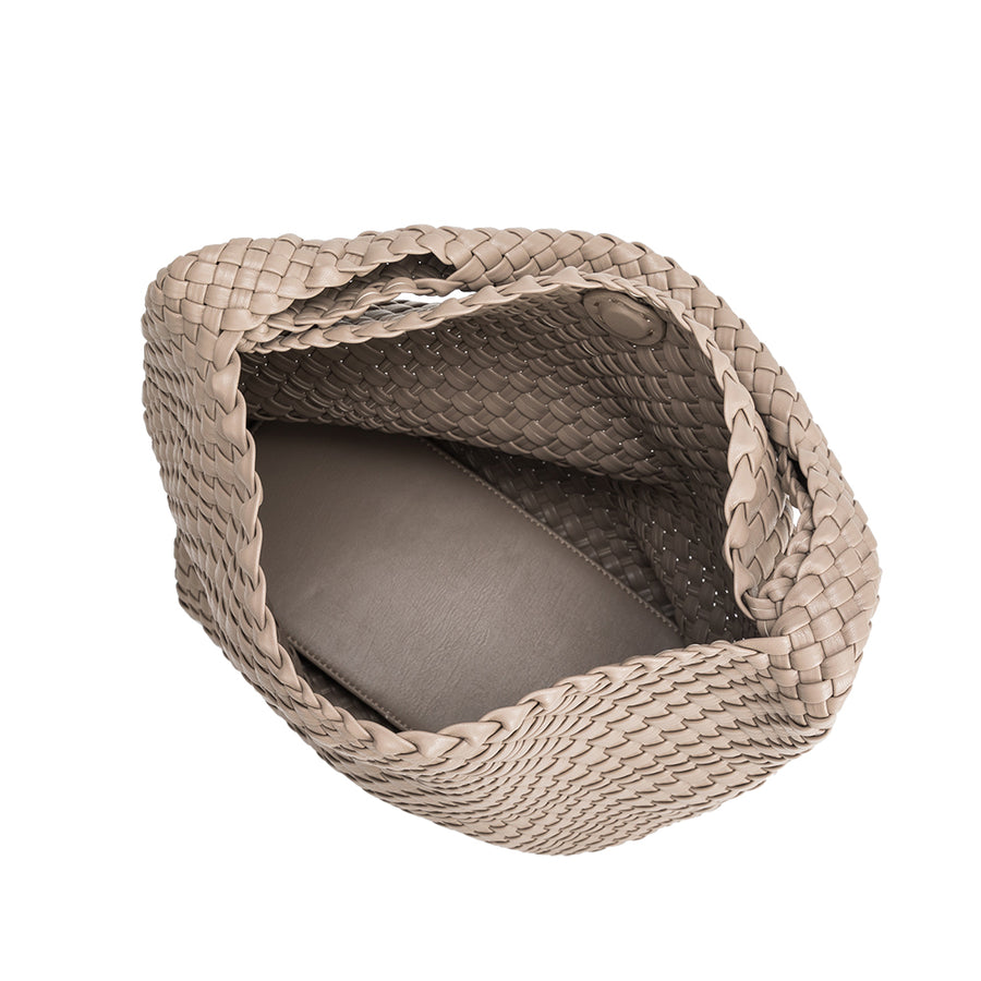 Melie Bianco Recycled Vegan Leather Johanna Large Shoulder Bag in Taupe