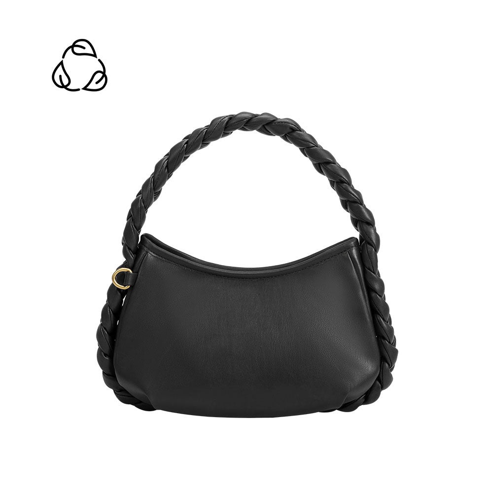 Black Eliana Small Recycled Vegan Leather Hobo Bag | Melie Bianco