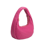 A orchid curved woven vegan leather shoulder bag.