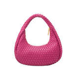 A orchid curved woven vegan leather shoulder bag.