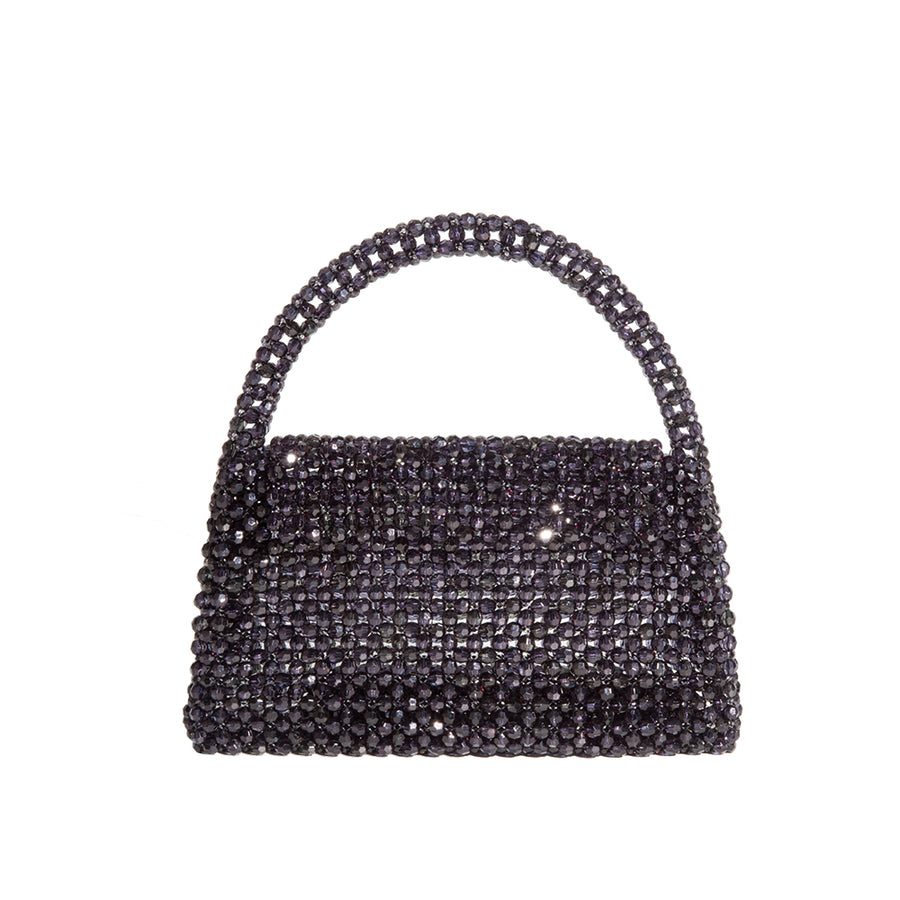 Sherry Black Beaded Top Handle Bag