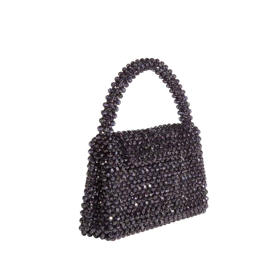 Sherry Black Beaded Top Handle Bag
