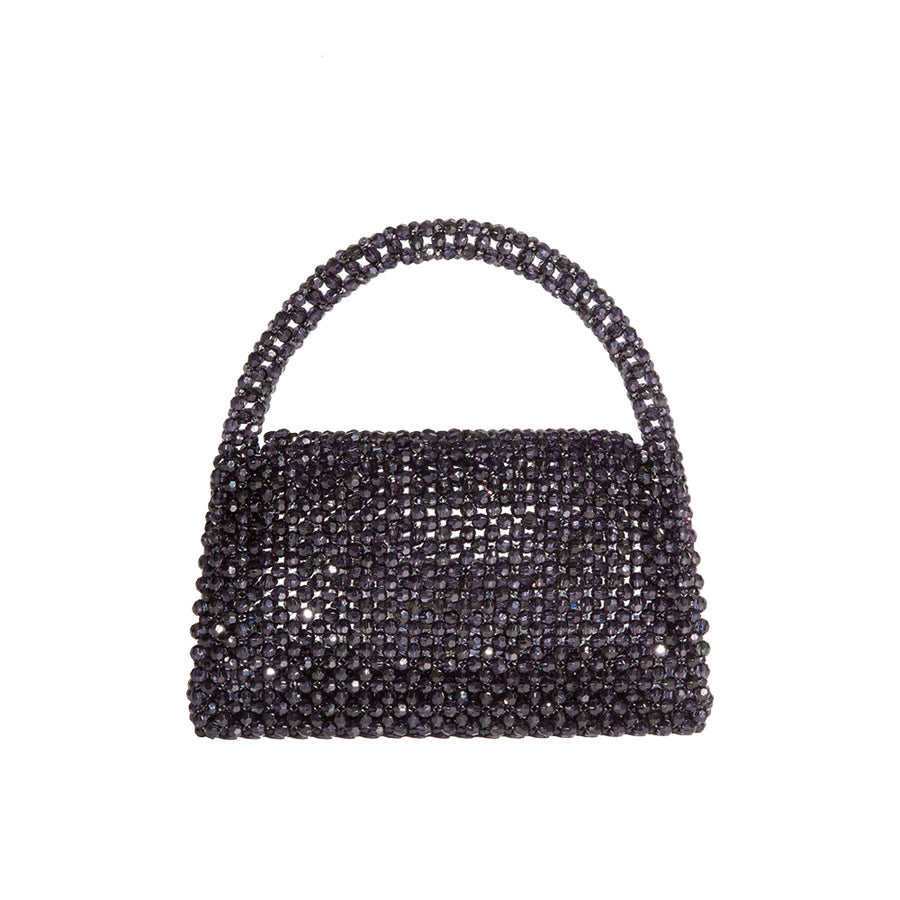 Sherry Black Beaded Top Handle Bag