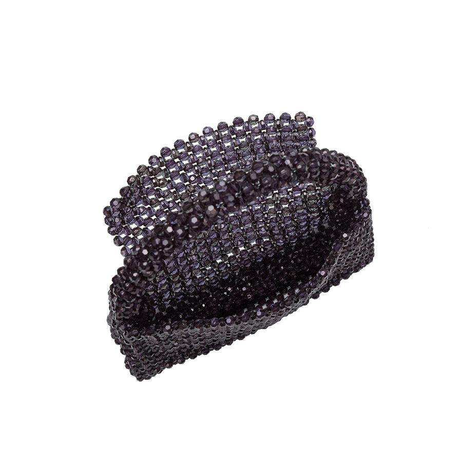 Sherry Black Beaded Top Handle Bag