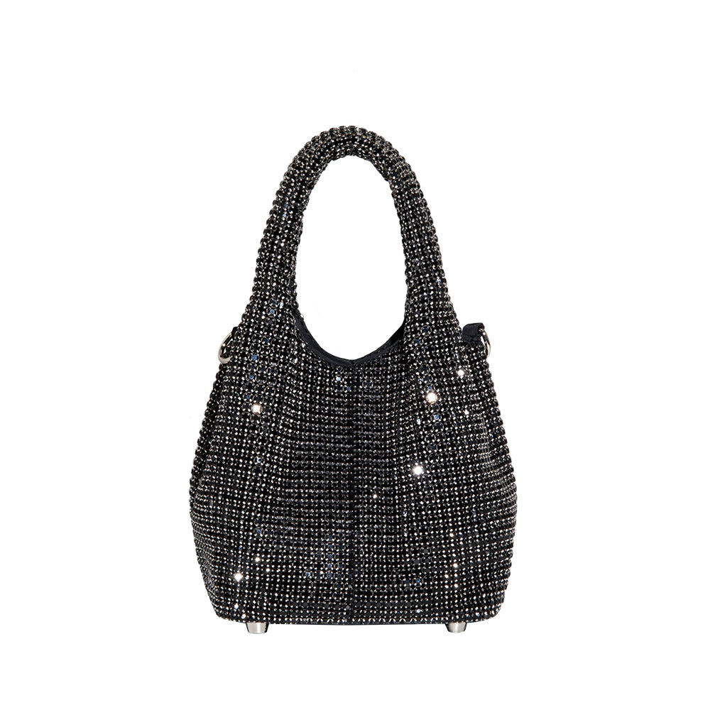 Black Thea Small Crystal Crossbody Bag | Melie Bianco