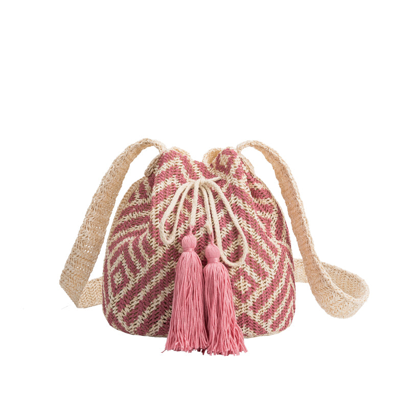 Mia Pink Straw Crossbody Bag - FINAL SALE