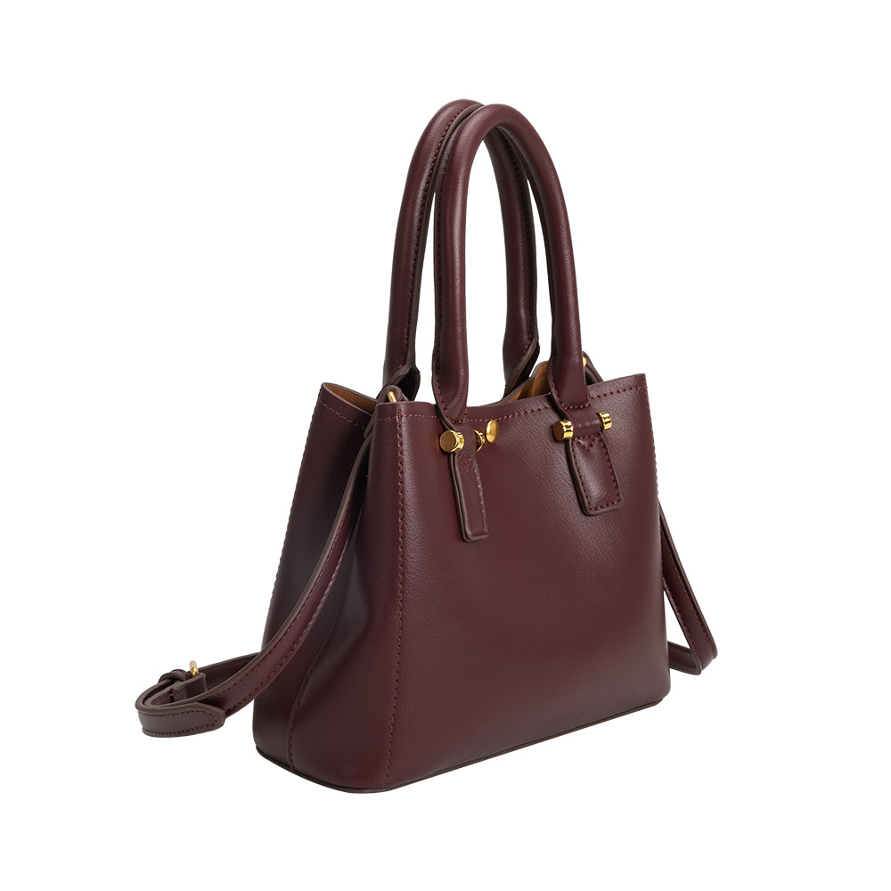 Melie Bianco Luxury Vegan Leather Gabby Shoulder Bag in Burgundy