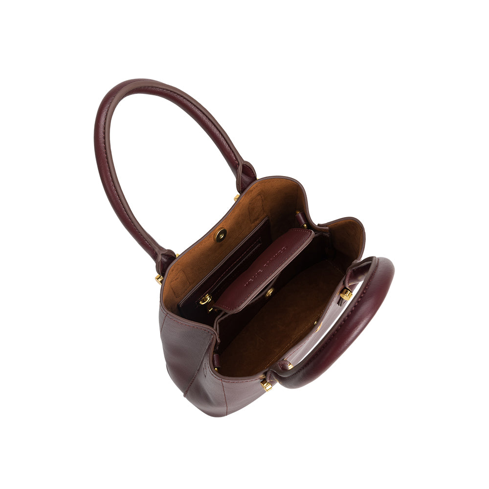 Melie Bianco Luxury Vegan Leather Gabby Shoulder Bag in Burgundy