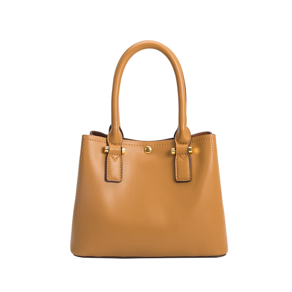 Melie Bianco Luxury Vegan Leather Gabby Shoulder Bag in Camel