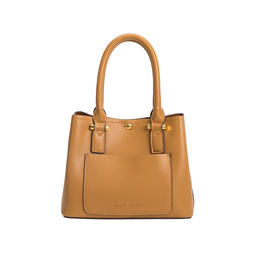 Melie Bianco Luxury Vegan Leather Gabby Shoulder Bag in Camel