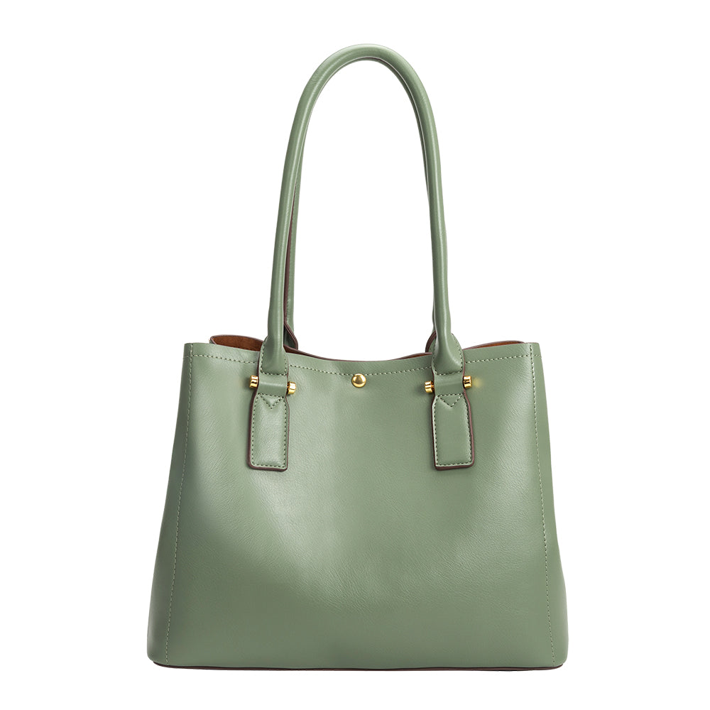 Melie Bianco Luxury Vegan Leather Isabella Shoulder Bag in Sage