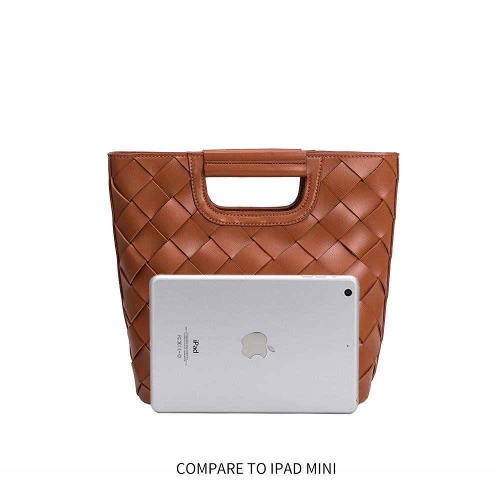 Melie Bianco Luxury Vegan Leather Robbie Crossbody Bag in Saddle