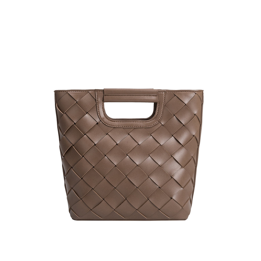 Melie Bianco Luxury Vegan Leather Robbie Crossbody Bag in Taupe