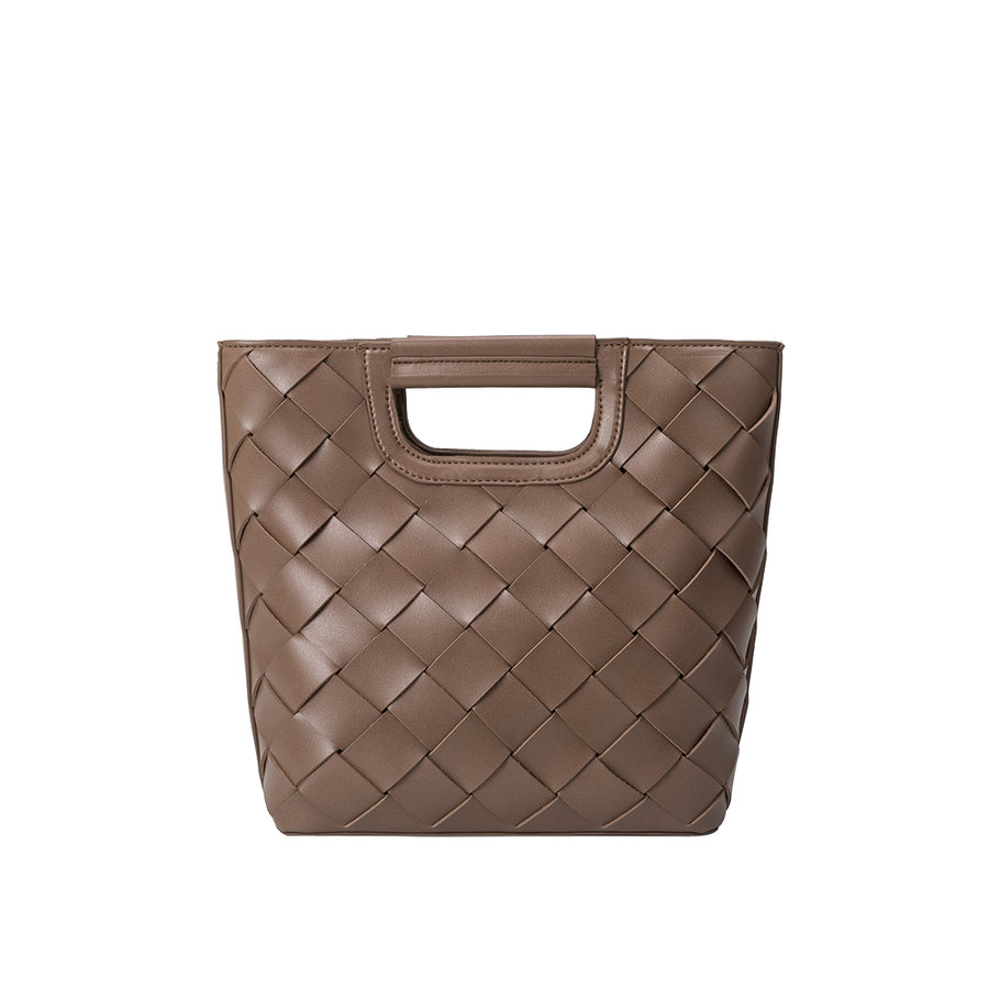 Melie Bianco Luxury Vegan Leather Robbie Crossbody Bag in Taupe