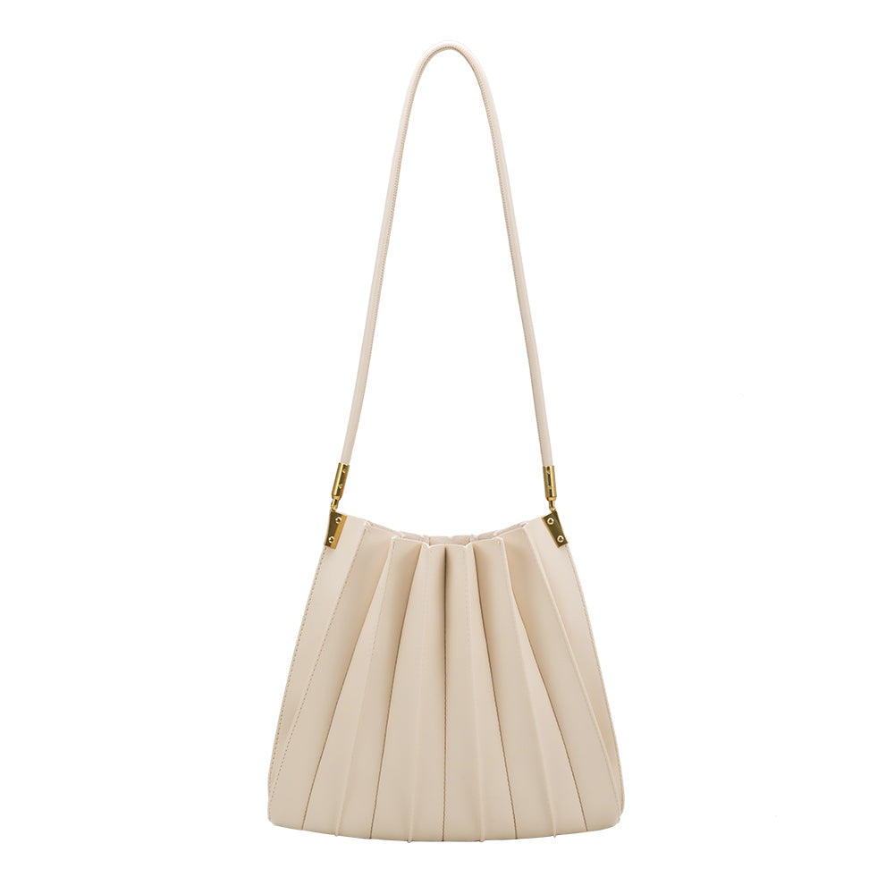 Carrie Pleated Vegan Leather Shoulder Bag