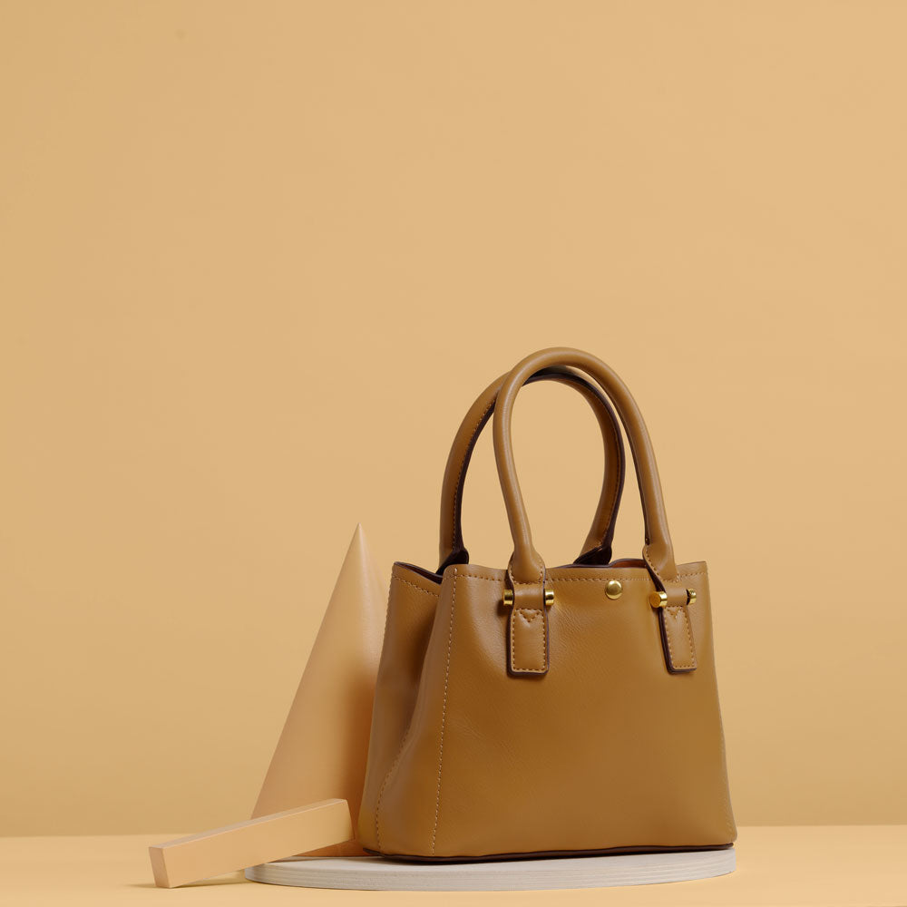 Melie Bianco Luxury Vegan Leather Gabby Shoulder Bag in Camel