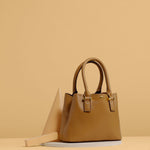 Melie Bianco Luxury Vegan Leather Gabby Shoulder Bag in Camel