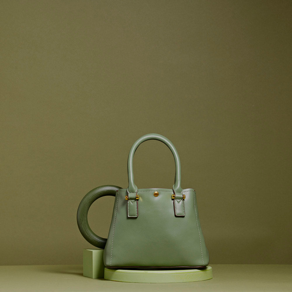 Melie Bianco Luxury Vegan Leather Gabby Shoulder Bag in Sage