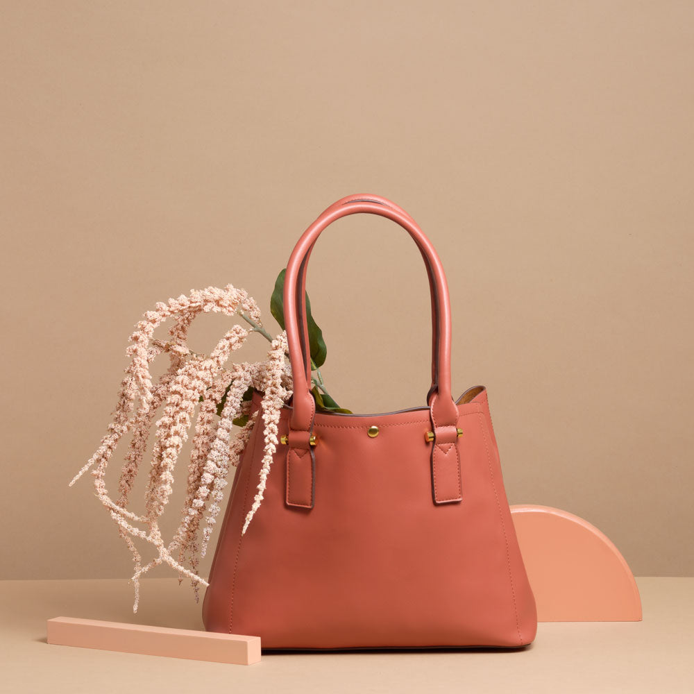 Melie Bianco Luxury Vegan Leather Isabella Shoulder Bag in Rose