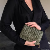 Melie Bianco Giselle Quilted Luxury Vegan Leather Crossbody Bag in Green
