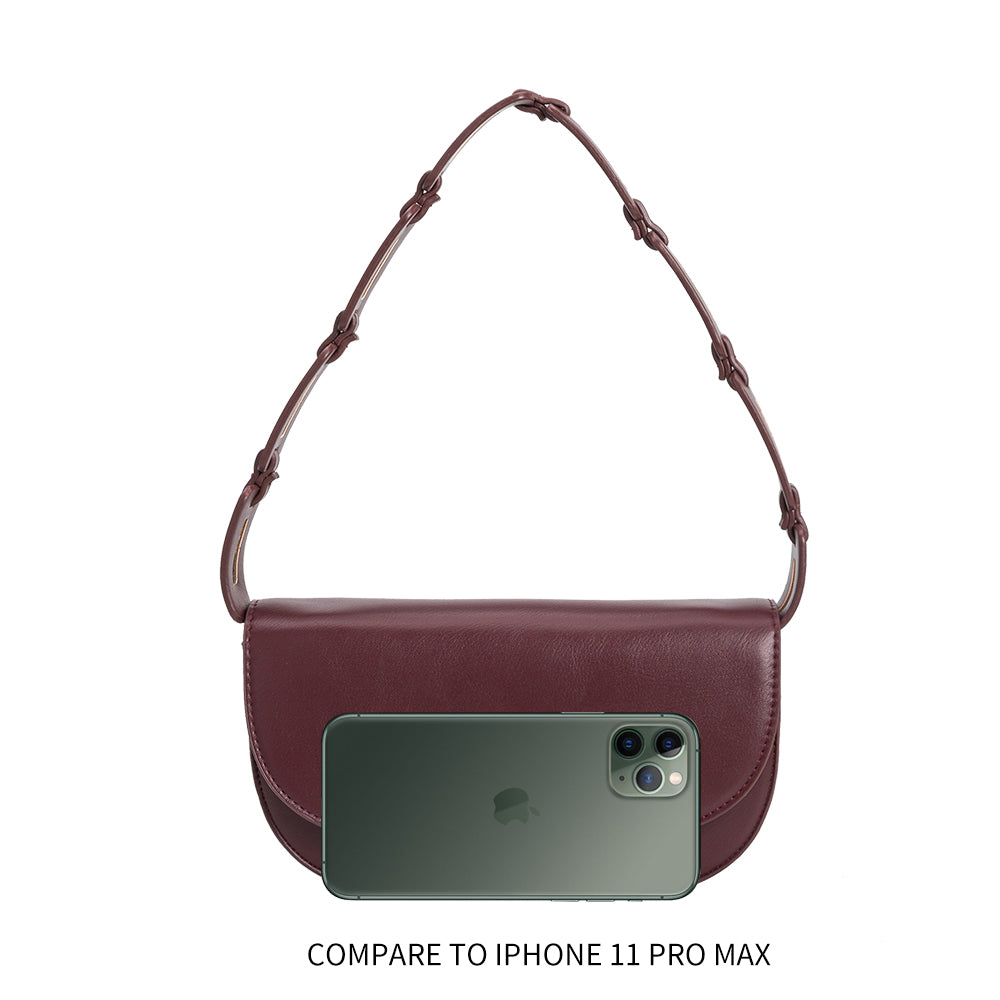 Melie Bianco Luxury Vegan Leather Inez Small Shoulder Bag in Burgundy