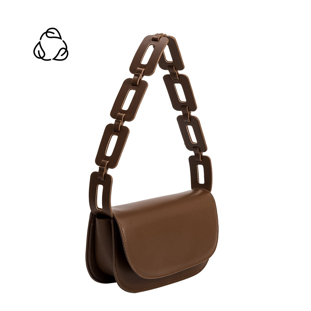 Chocolate Inez Small Vegan Leather Shoulder Bag | Melie Bianco