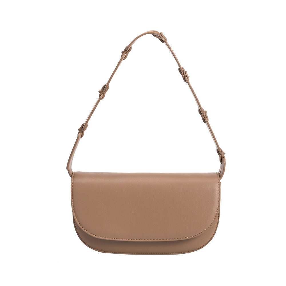 Melie Bianco Luxury Vegan Leather Inez Small Shoulder Bag in Taupe