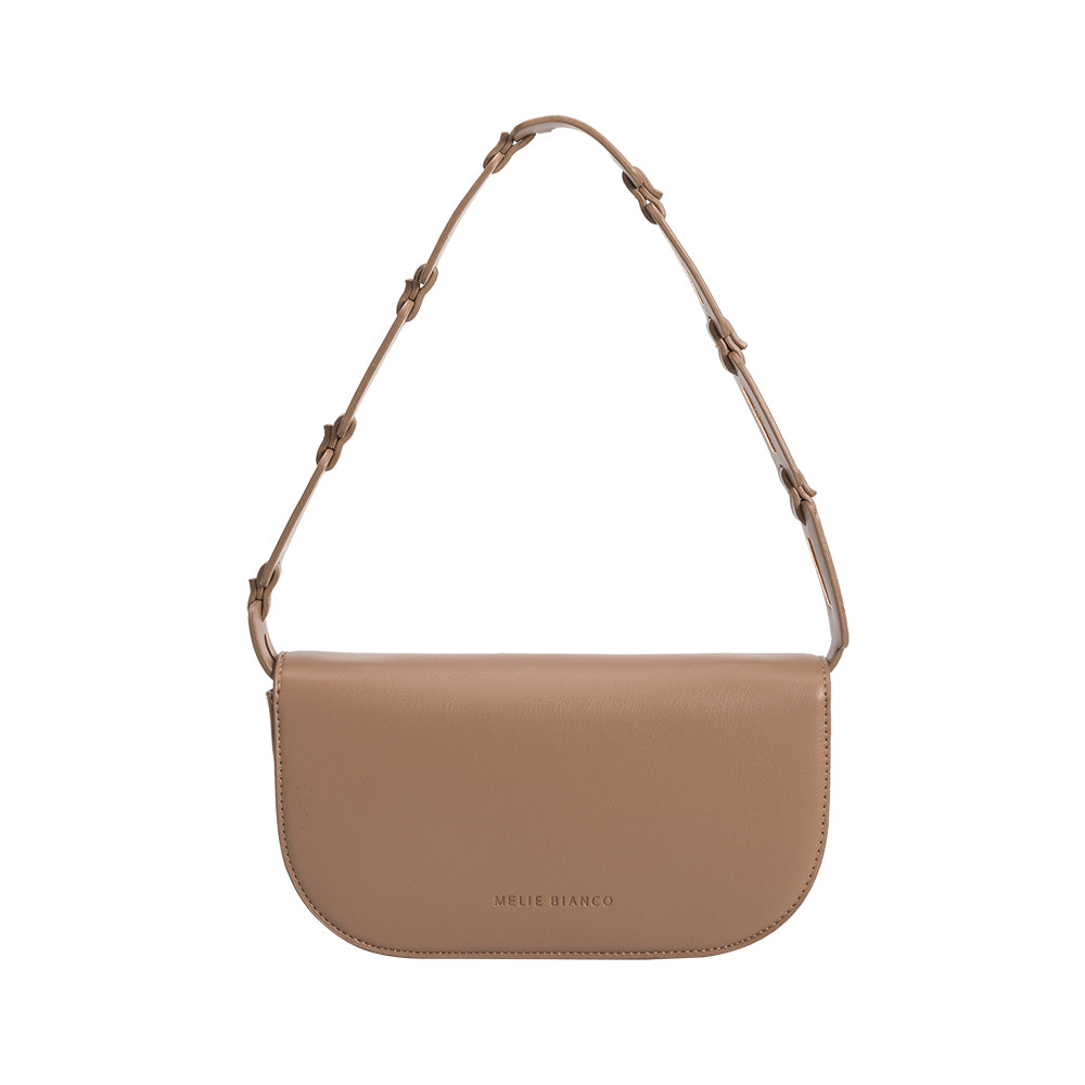 Melie Bianco Luxury Vegan Leather Inez Small Shoulder Bag in Taupe