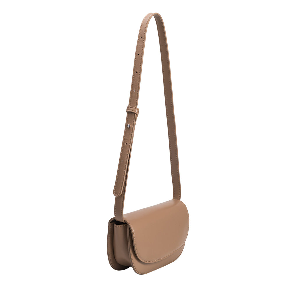Melie Bianco Luxury Vegan Leather Inez Small Shoulder Bag in Taupe